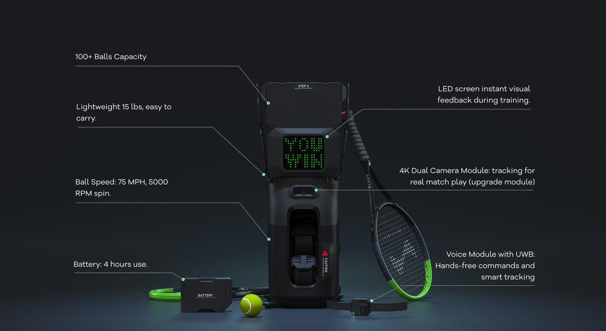 Tennex Machine TENNIIX: World's First Vision-Based AI Tennis Ball Machine – Tenniix